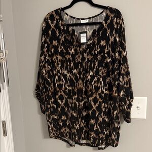 Avenue Black and Brown Animal Print Blouse